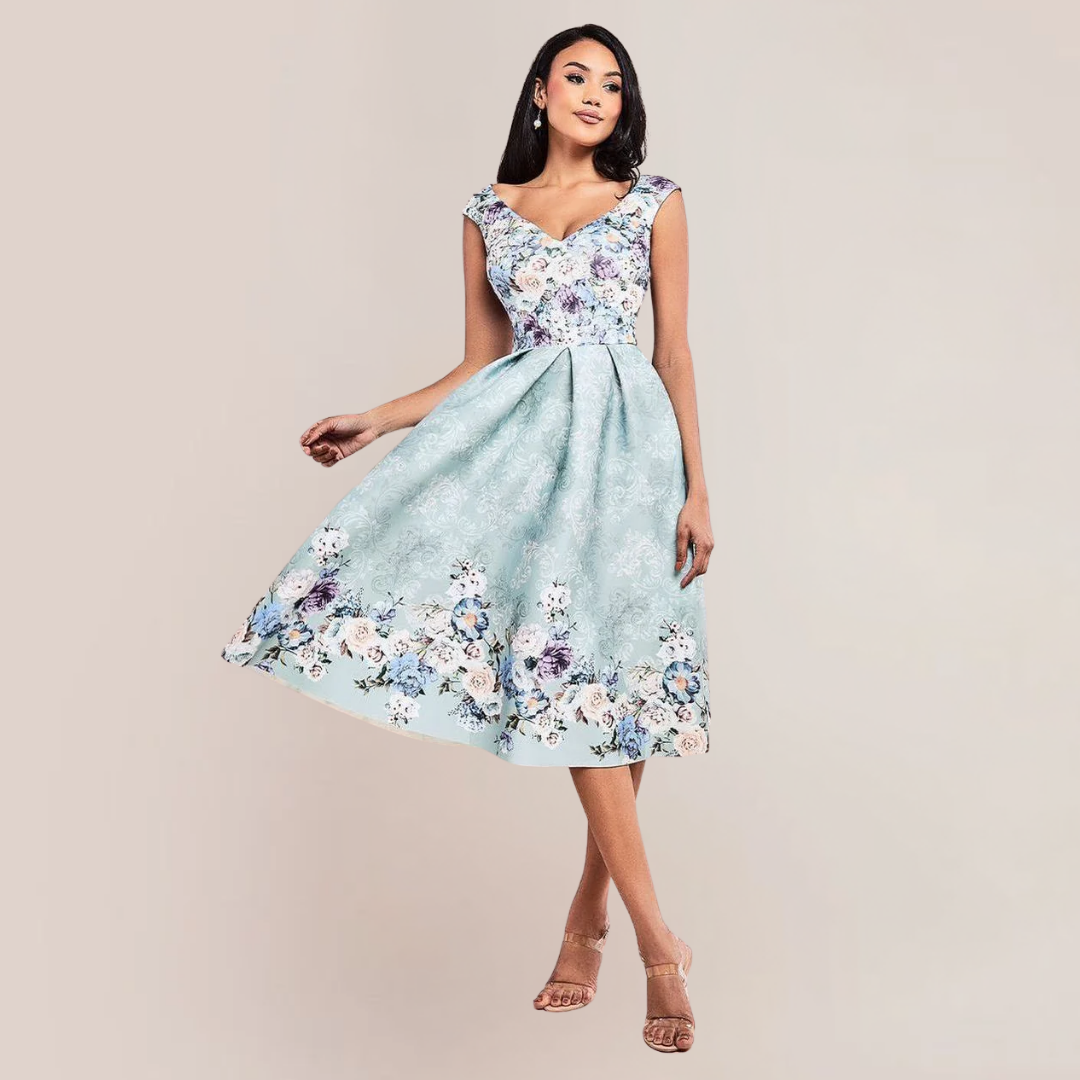 Sweetheart Floral Midi Dress