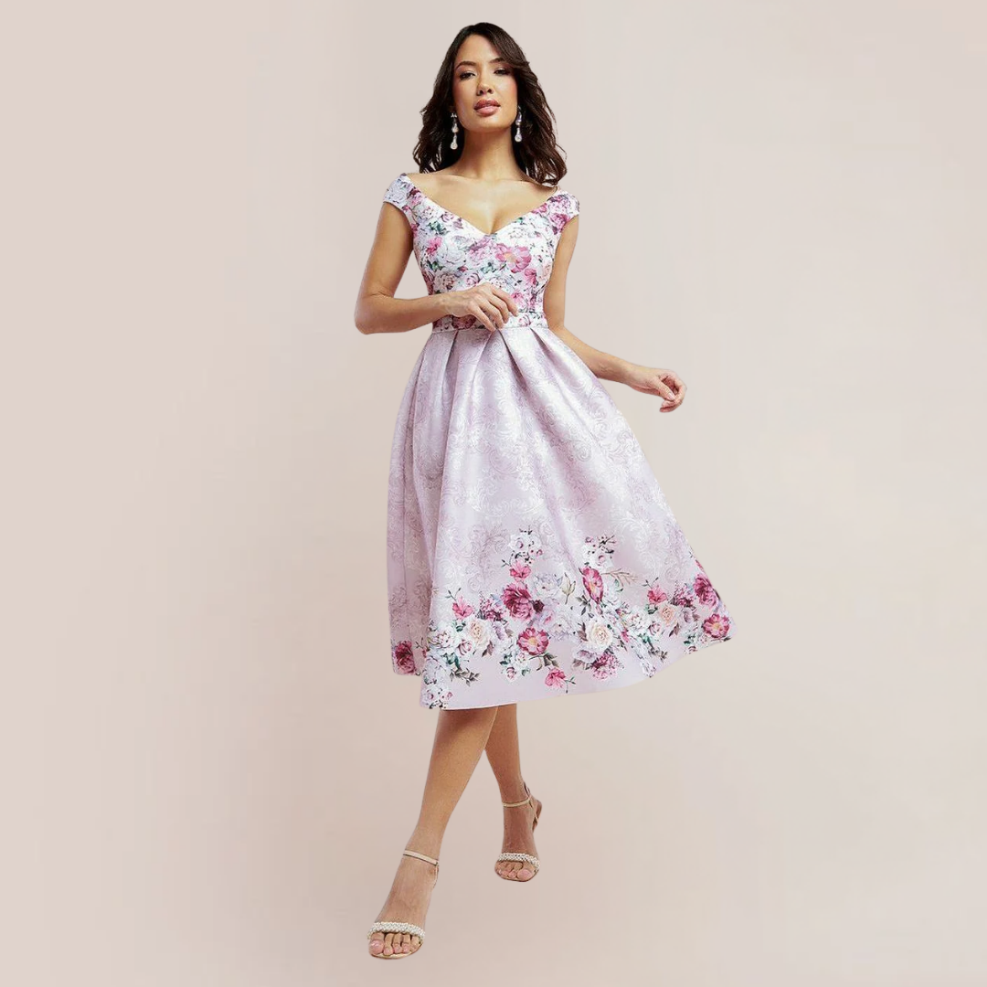 Sweetheart Floral Midi Dress