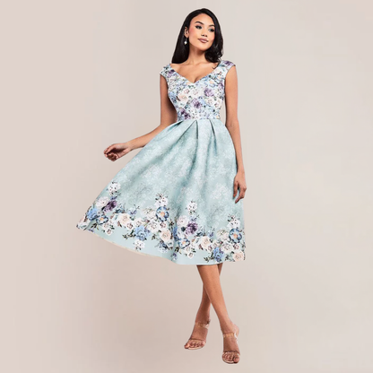 Sweetheart Floral Midi Dress